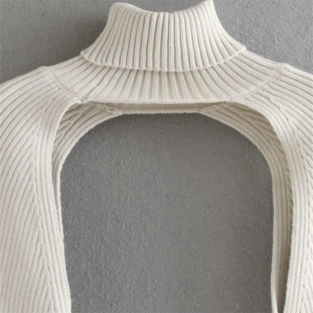 Ｗomen Turtleneck Sexy Short Sweater Chic Streetwear