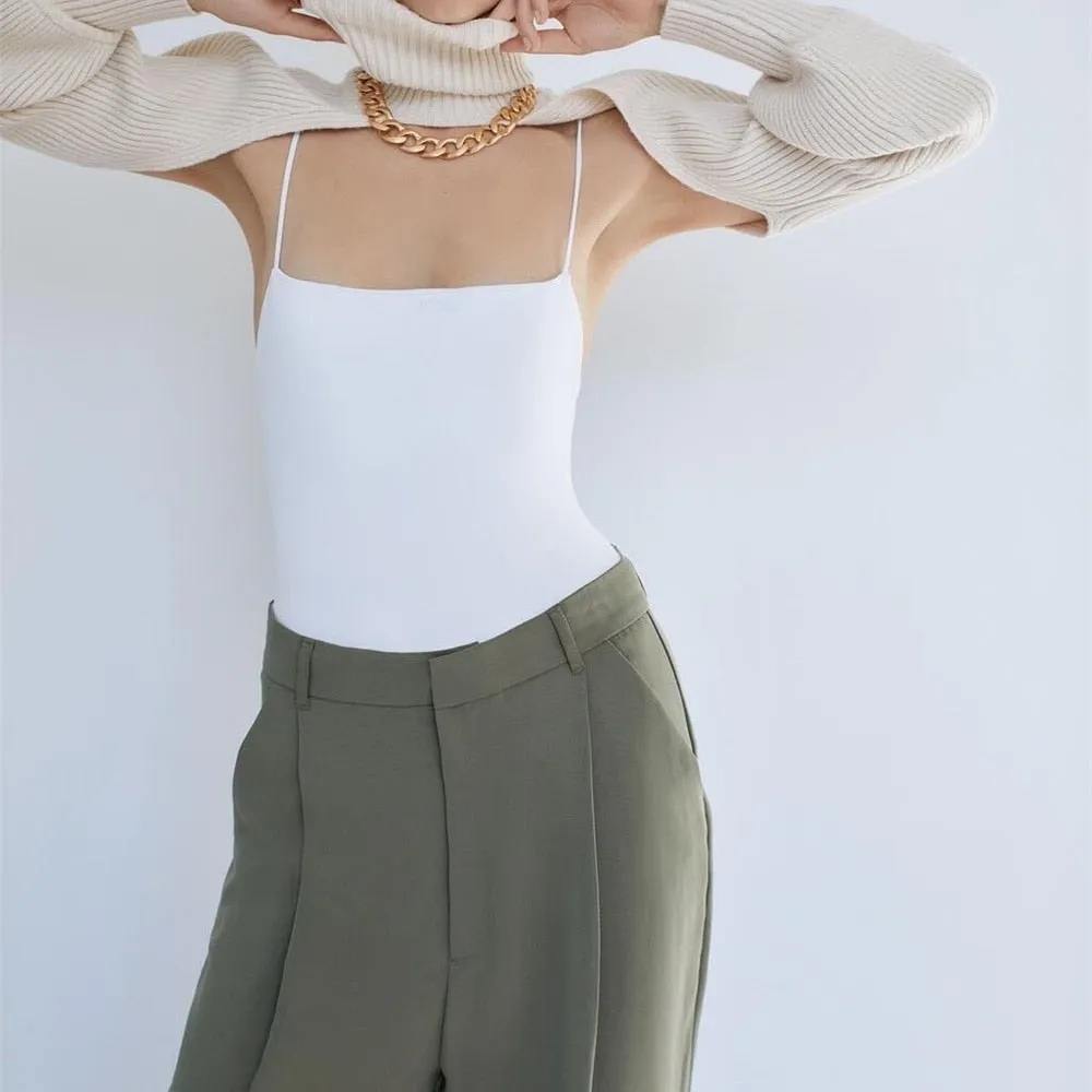 Ｗomen Turtleneck Sexy Short Sweater Chic Streetwear