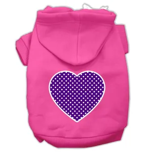 Purple Swiss Dot Heart Screen Print Pet Hoodies Bright Pink Size Sm (10)