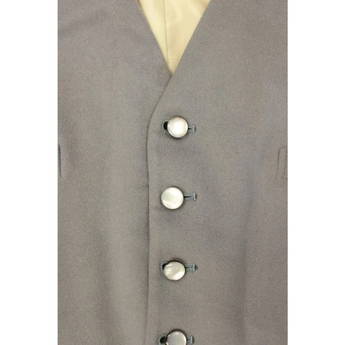 "S. Fisher 22/ 23 Burlington Arcade (6) Button Pearl Grey Boxcloth Waistcoat" Sz: 42R (SOLD)