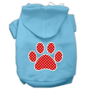 Red Swiss Dot Paw Screen Print Pet Hoodies Baby Blue Size XXL (18)