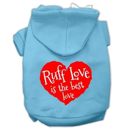 Ruff Love Screen Print Pet Hoodies Baby Blue Size XXL (18)