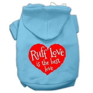Ruff Love Screen Print Pet Hoodies Baby Blue Size XXL (18)