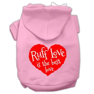 Ruff Love Screen Print Pet Hoodies Light Pink Size Xs (8)