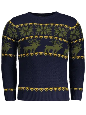 Trendy Crew Neck Jacquard Sweater