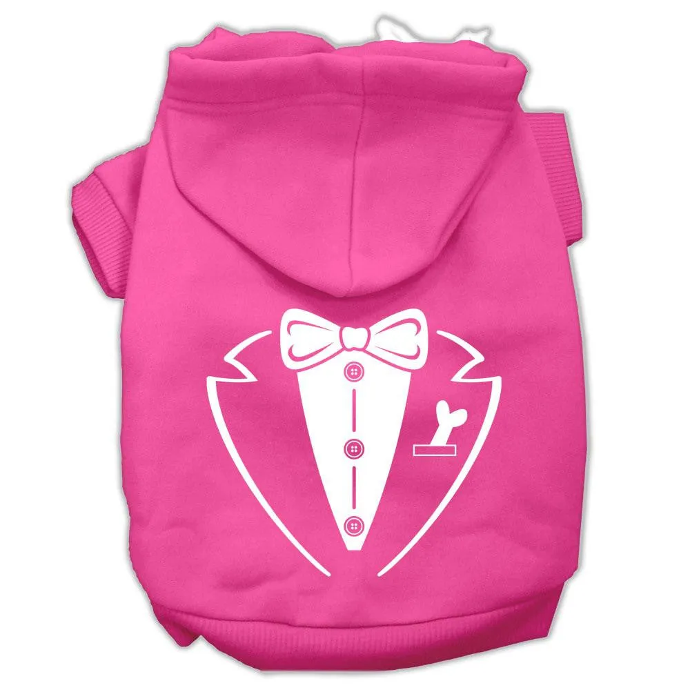 Tuxedo Screen Print Pet Hoodies Bright Pink Size Lg (14)