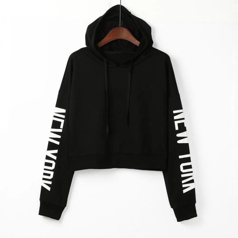 Womens Letters Long Sleeve Hoodie Sweatshirt Pullover Tops