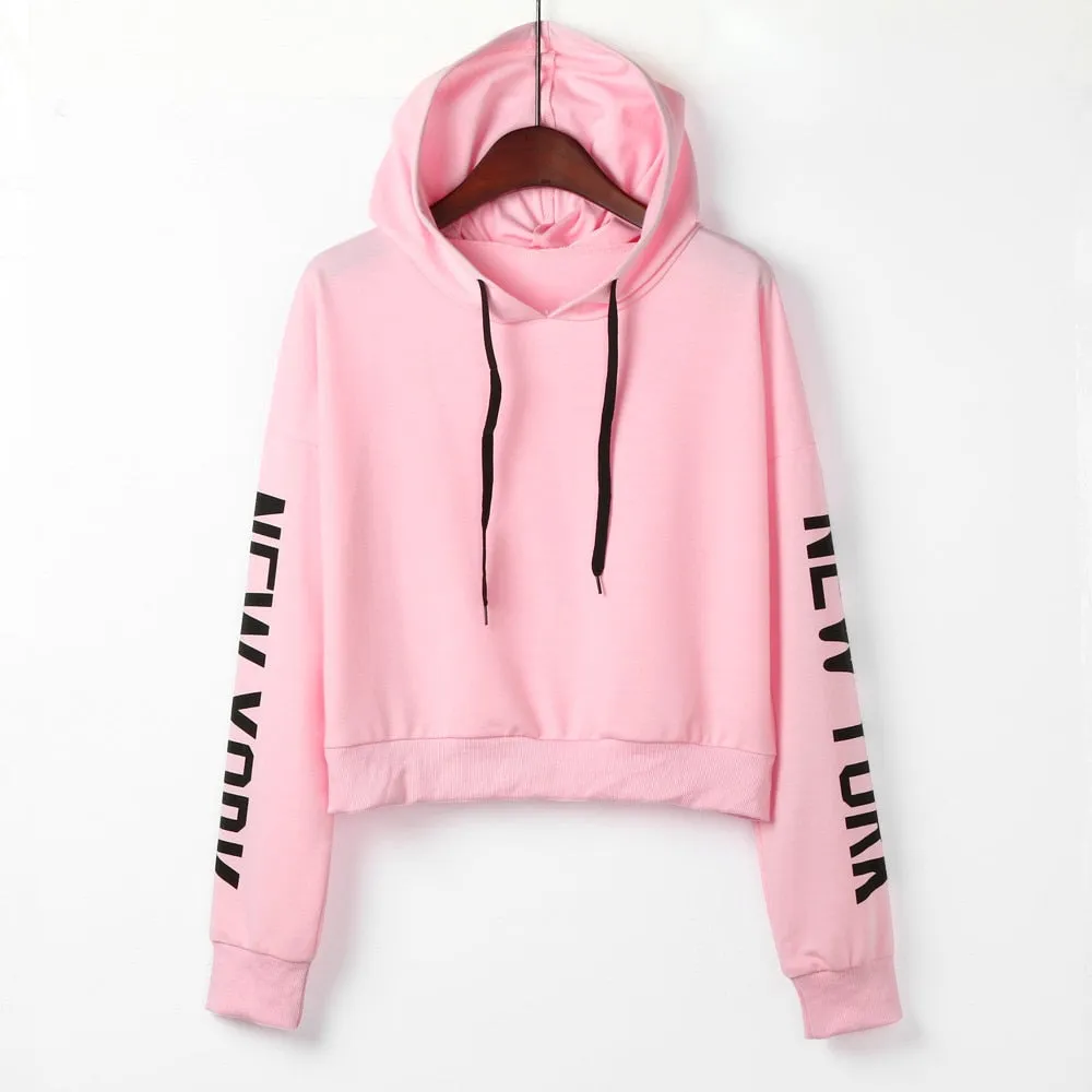 Womens Letters Long Sleeve Hoodie Sweatshirt Pullover Tops